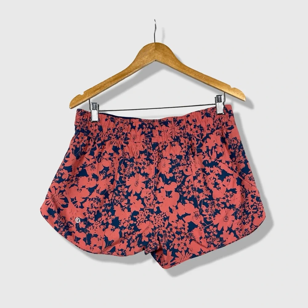 Lululemon Choose a Side Short Women 10 Blue Floral Athletic Running Activewear‎
